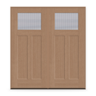 Double Wide Reed Flush Glazed Fiberglass Entry Door System - Craftsman 2 Panel, Tan Woodgrain
