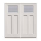 Double Wide Reed Flush Glazed Fiberglass Entry Door System - Craftsman 2 Panel, White Satin Smooth