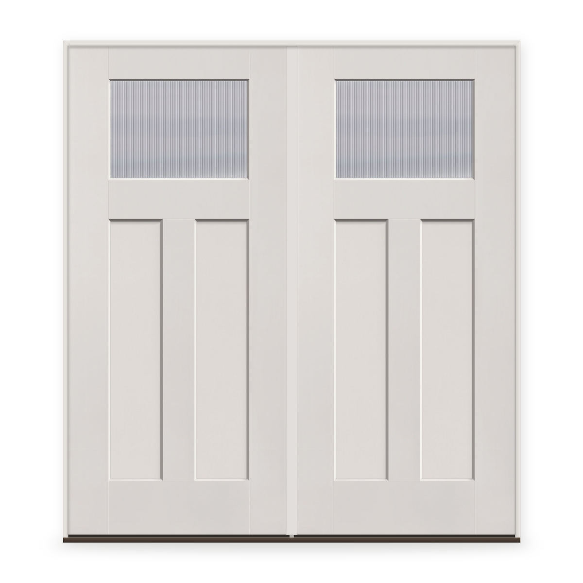 Double Wide Reed Flush Glazed Fiberglass Entry Door System - Craftsman 2 Panel, White Satin Smooth