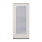 Prehung Wide Reed Flush Glazed Fiberglass Entry Door System - Full Lite, White Satin Smooth
