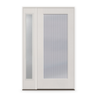 Wide Reed Flush Glazed Fiberglass Entry Door System with Sidelite - Full Lite, White Satin Smooth