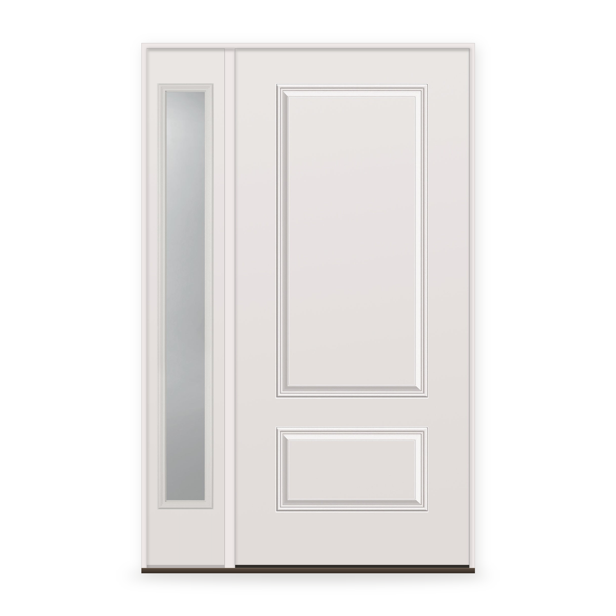 Wood Edge Steel Entry Door System with Sidelite - 2 Panel 3/4, Primed White Smooth