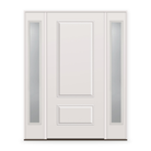 Wood Edge Steel Entry Door System with Two Sidelites - 2 Panel 3/4, Primed White Smooth