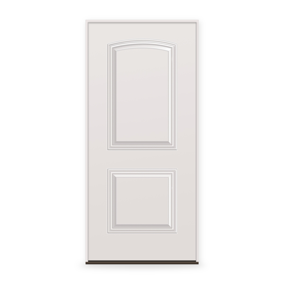 Prehung Wood Edge Steel Entry Door System - 2 Panel Cambertop, Primed White Smooth