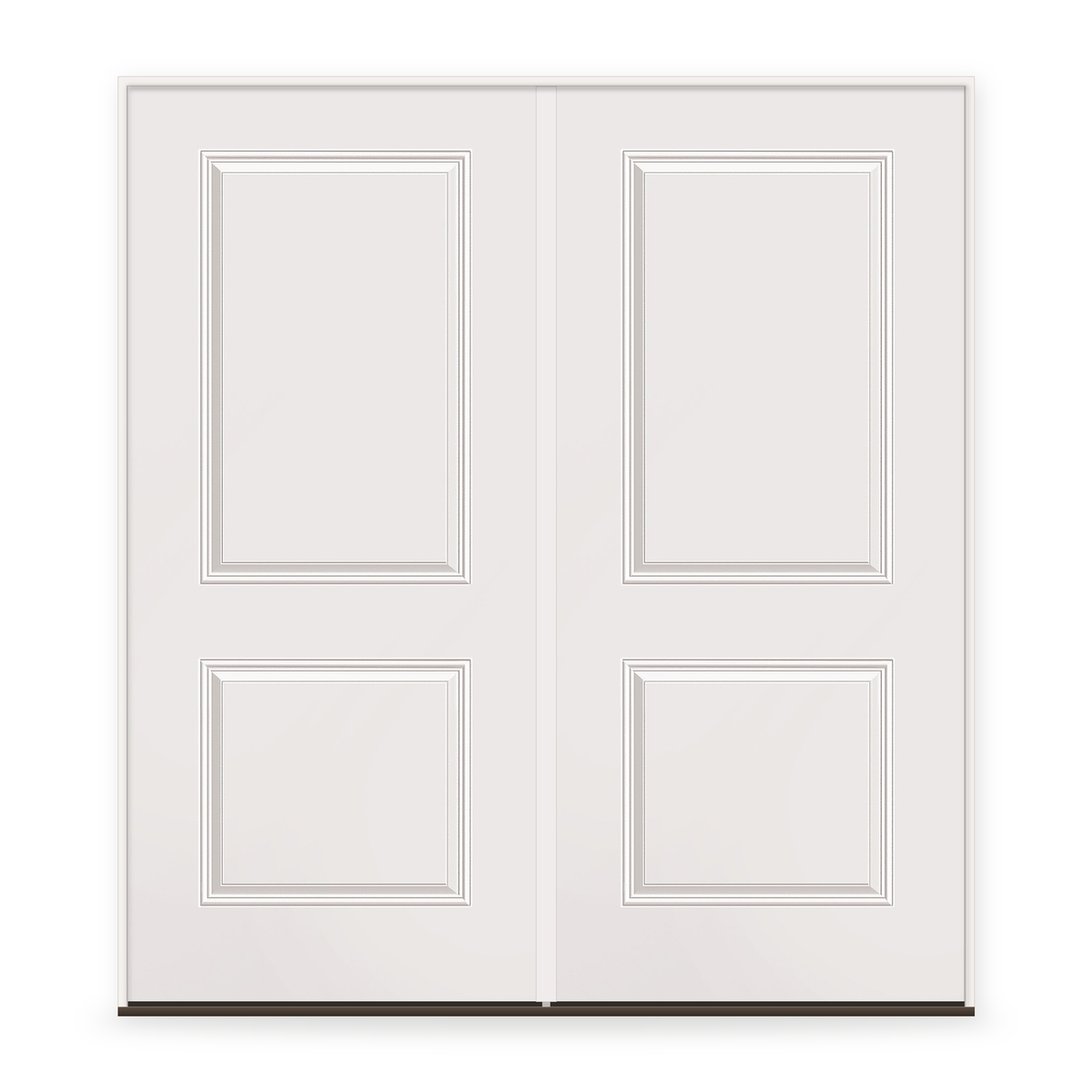 Double Wood Edge Steel Entry Door System - 2 Panel, Primed White Smooth