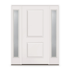 Wood Edge Steel Entry Door System with Two Sidelites - 2 Panel, Primed White Smooth