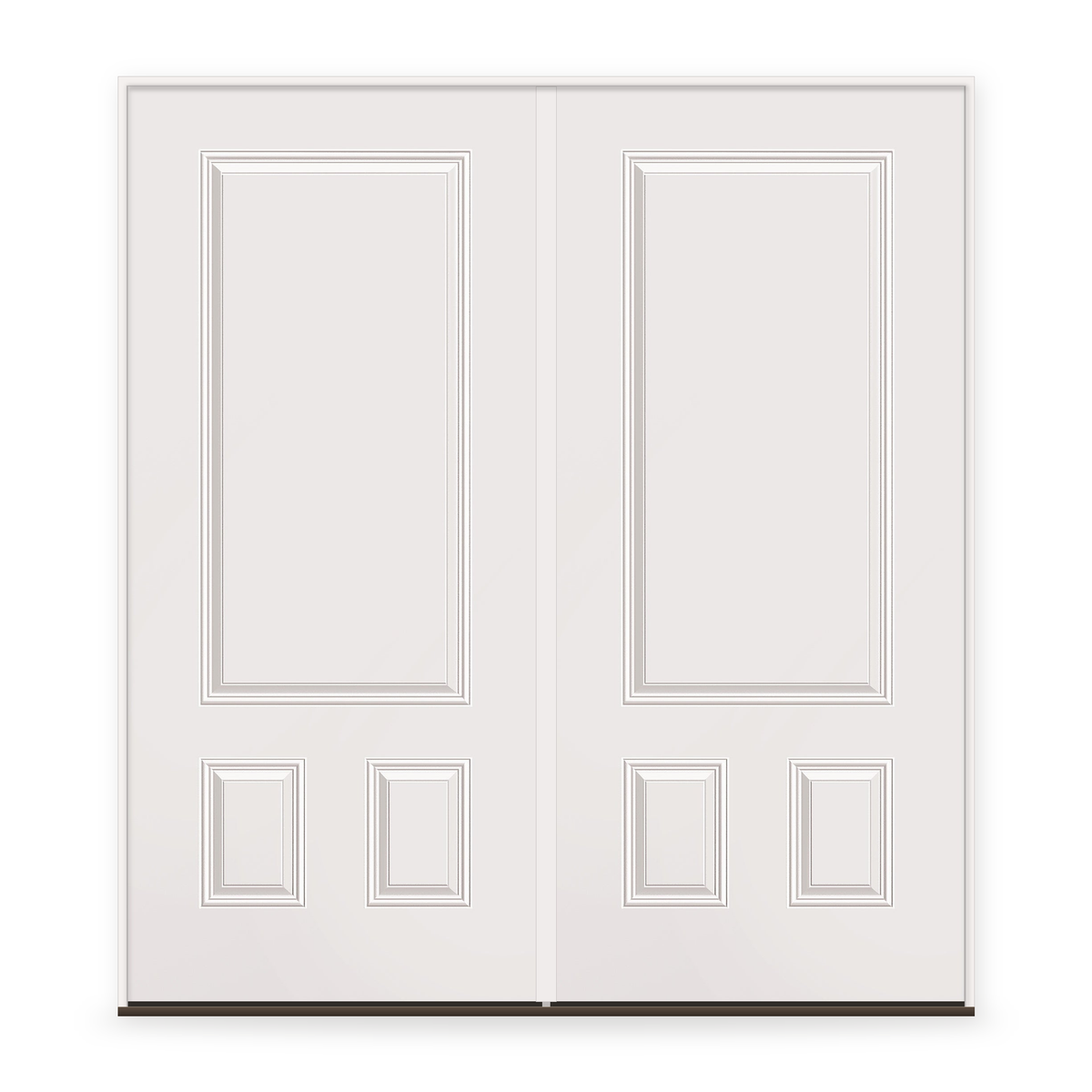 Double Wood Edge Steel Entry Door System - 3 Panel 3/4, Primed White Smooth