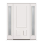 Wood Edge Steel Entry Door System with Two Sidelites - 3 Panel 3/4, Primed White Smooth
