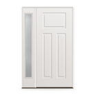 Wood Edge Steel Entry Door System with Sidelite - 3 Panel Urban Craftsman, Primed White Smooth