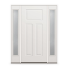 Wood Edge Steel Entry Door System with Two Sidelites - 3 Panel Urban Craftsman, Primed White Smooth