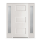 Wood Edge Steel Entry Door System with Two Sidelites - 3 Panel Urban, Primed White Smooth