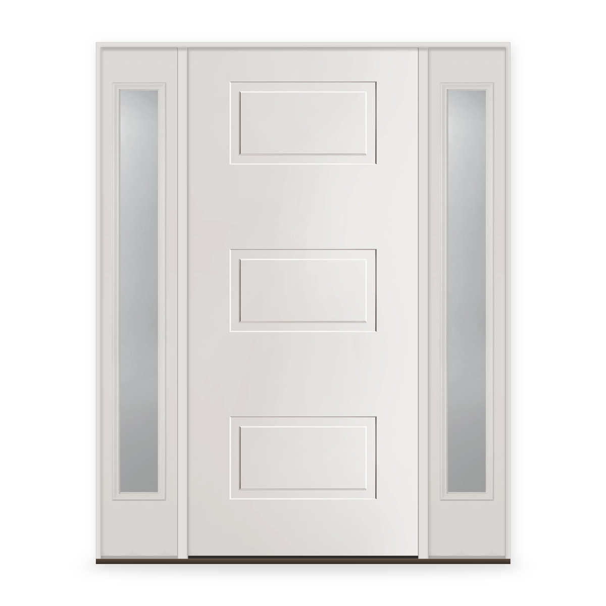 Wood Edge Steel Entry Door System with Two Sidelites - 3 Panel Urban, Primed White Smooth