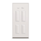 Prehung Wood Edge Steel Entry Door System - 4 Panel Blank Top, Primed White Smooth