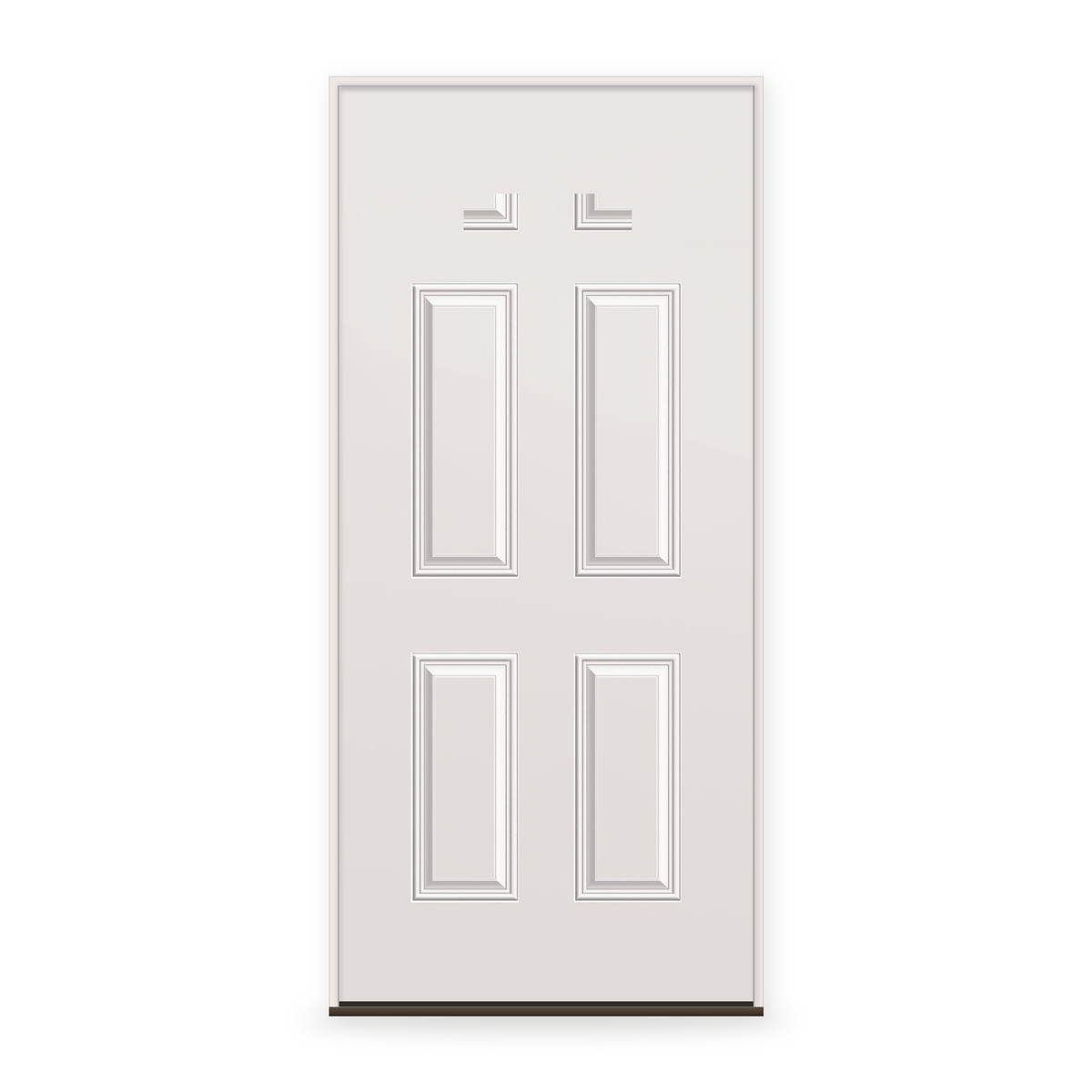 Prehung Wood Edge Steel Entry Door System - 4 Panel Blank Top, Primed White Smooth