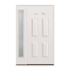 Wood Edge Steel Entry Door System with Sidelite - 4 Panel Blank Top, Primed White Smooth