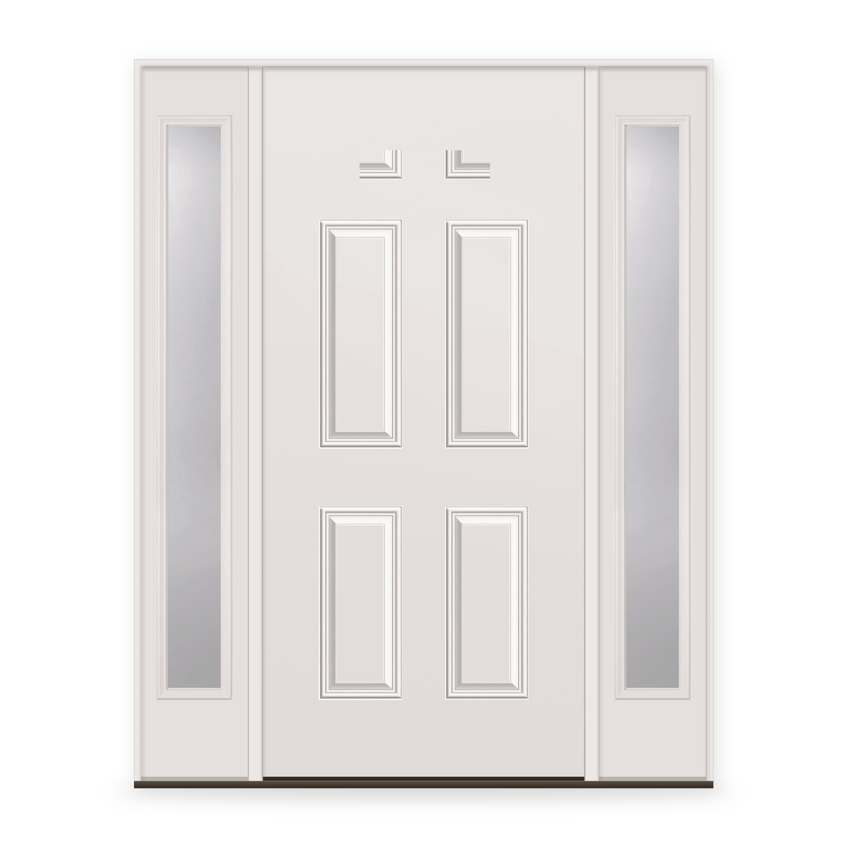 Wood Edge Steel Entry Door System with Two Sidelites - 4 Panel Blank T ...