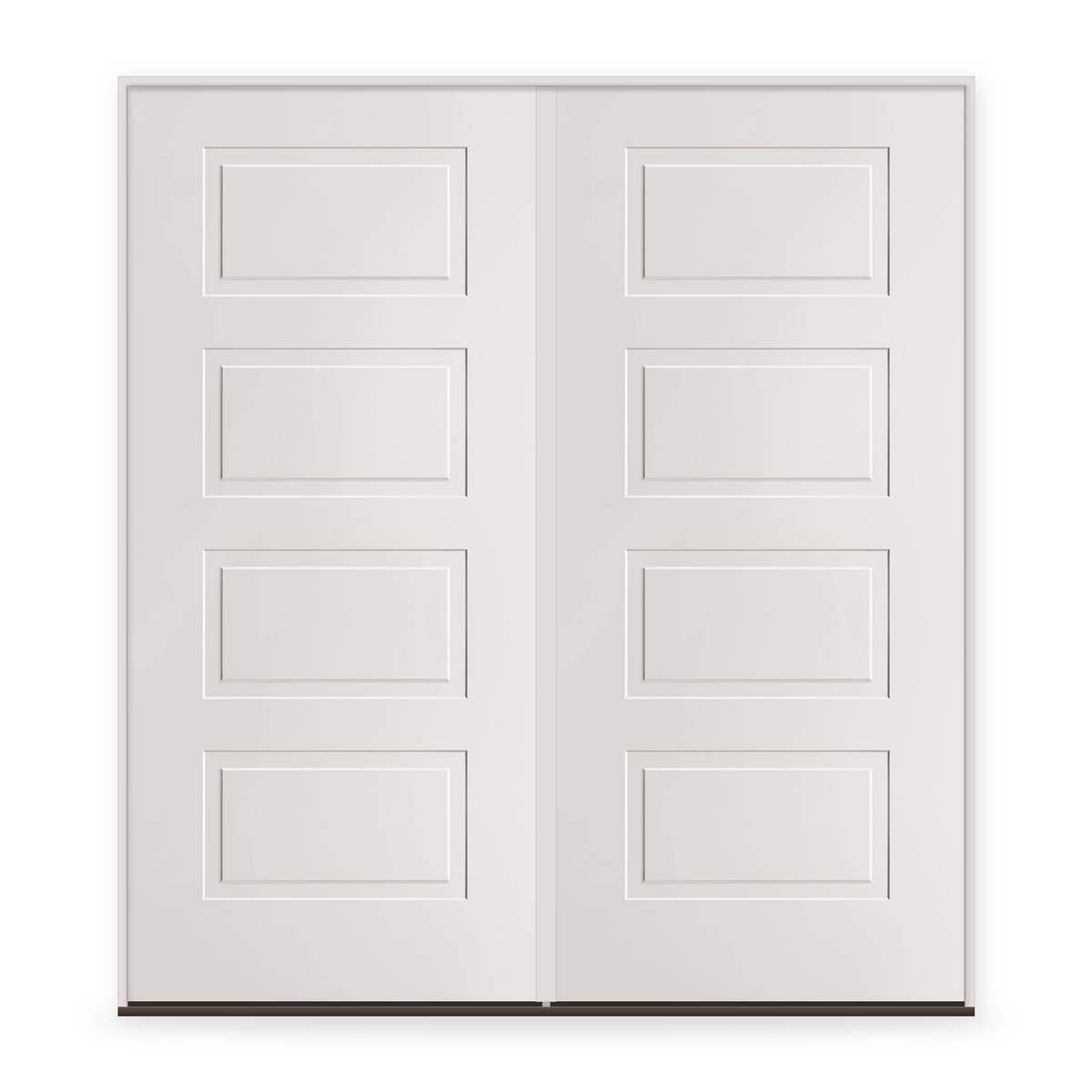 Double Wood Edge Steel Entry Door System - 4 Panel Urban, Primed White Smooth