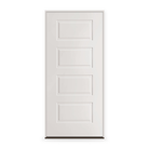 Prehung Wood Edge Steel Entry Door System - 4 Panel Urban, Primed White Smooth