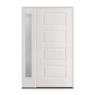 Wood Edge Steel Entry Door System with Sidelite - 4 Panel Urban, Primed White Smooth