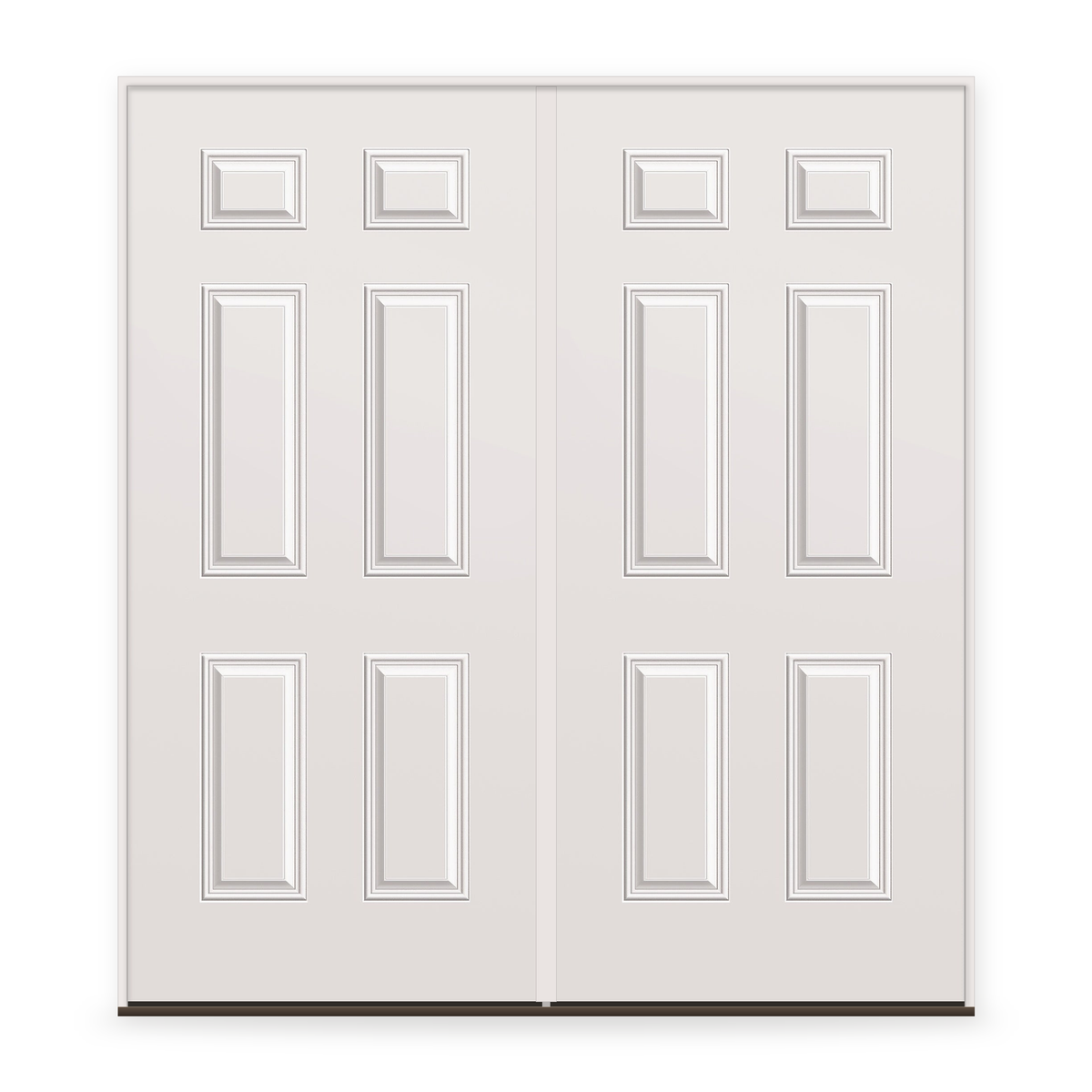 Double Wood Edge Steel Entry Door System - 6 Panel, Primed White Smooth