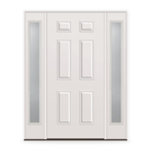 Wood Edge Steel Entry Door System with Two Sidelites - 6 Panel, Primed White Smooth