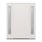 Wood Edge Steel Entry Door System with Two Sidelites - Flush, Primed White Smooth
