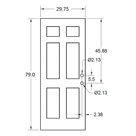 30" x 80" Prehung Smooth Fiberglass Entry Door System (6 Panel) - Pease Doors: The Door Store