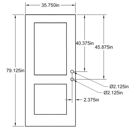 36" Smooth Fiberglass Entry Door Slab (2 Panel) - Pease Doors: The Door Store