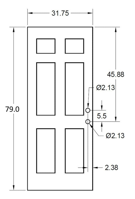 32" x 80" Prehung Smooth Fiberglass Entry Door System (6 Panel) - Pease Doors: The Door Store