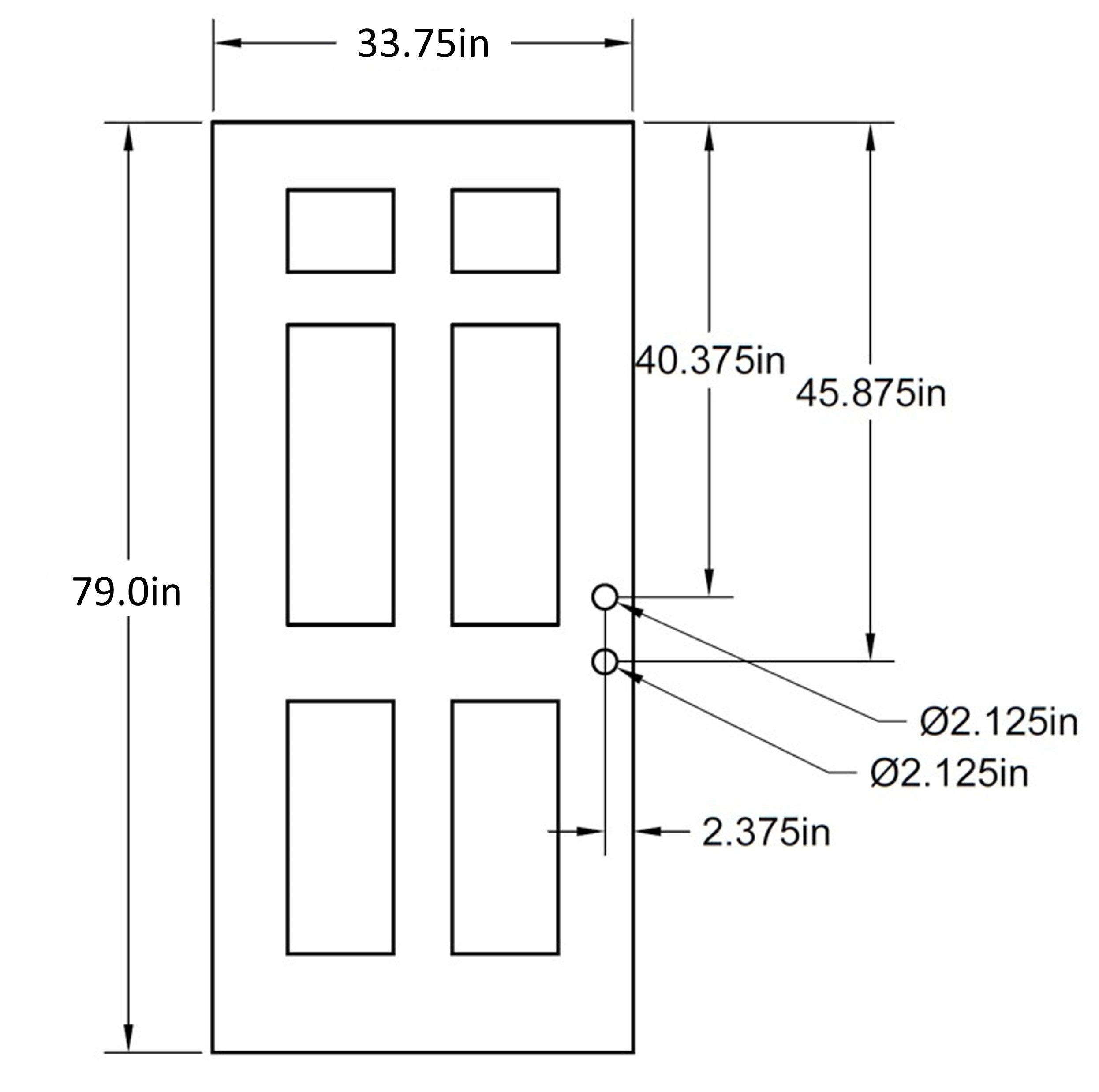 34" x 80" Prehung Smooth Fiberglass Entry Door System (6 Panel) - Pease Doors: The Door Store