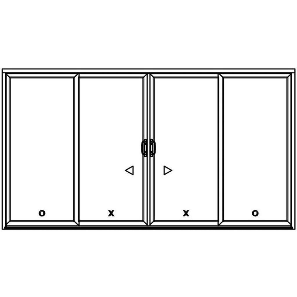 4 Panel Sliding White Patio Door (Raise & Lower Blinds) - Pease Doors: The Door Store
