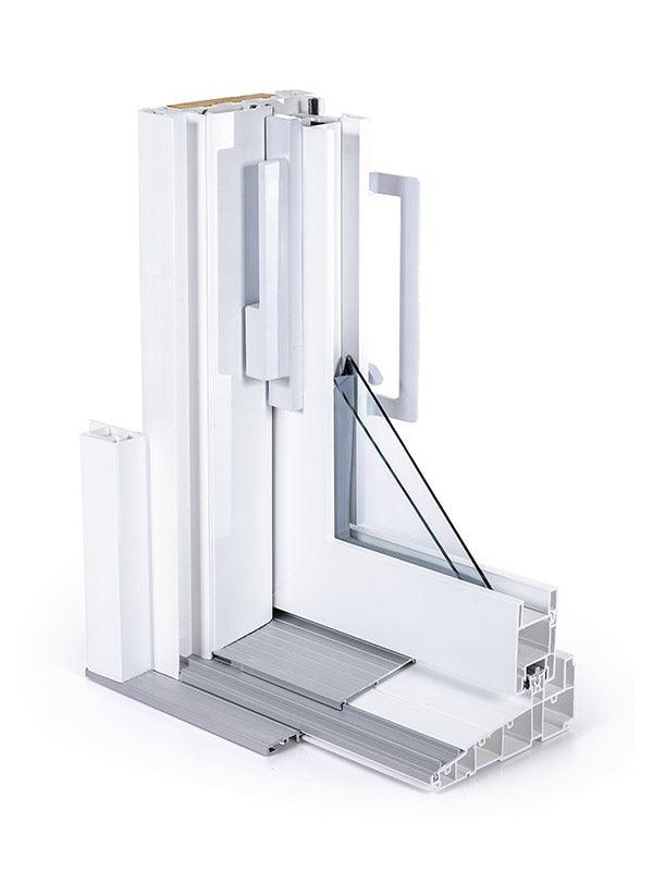 4 Panel Sliding White Patio Door (Raise & Lower Blinds) - Pease Doors: The Door Store