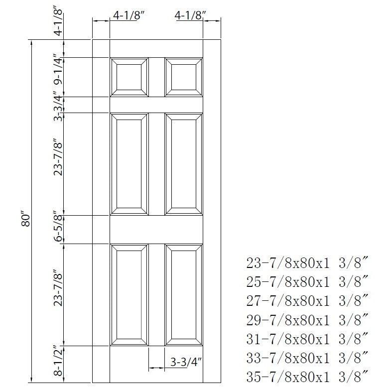 Solid Wood Interior Door Slab (6 Panel, Primed) – Pease Doors: The Door ...