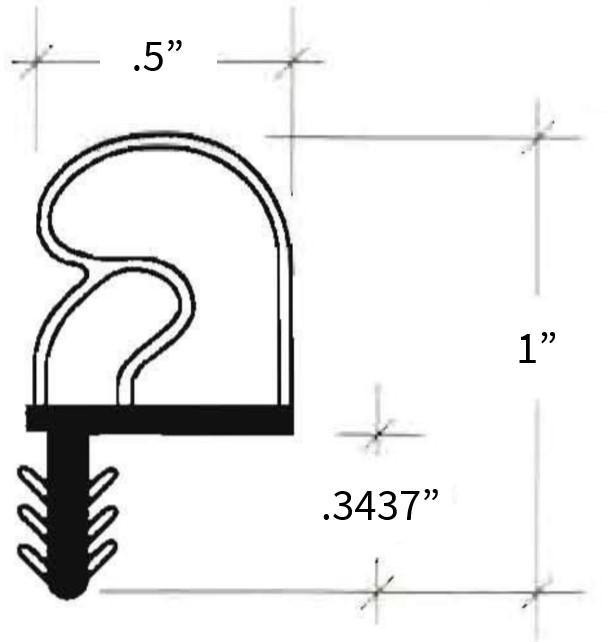 Extra Long 97" High Reach Compression Weatherstrip - Pease Doors: The Door Store