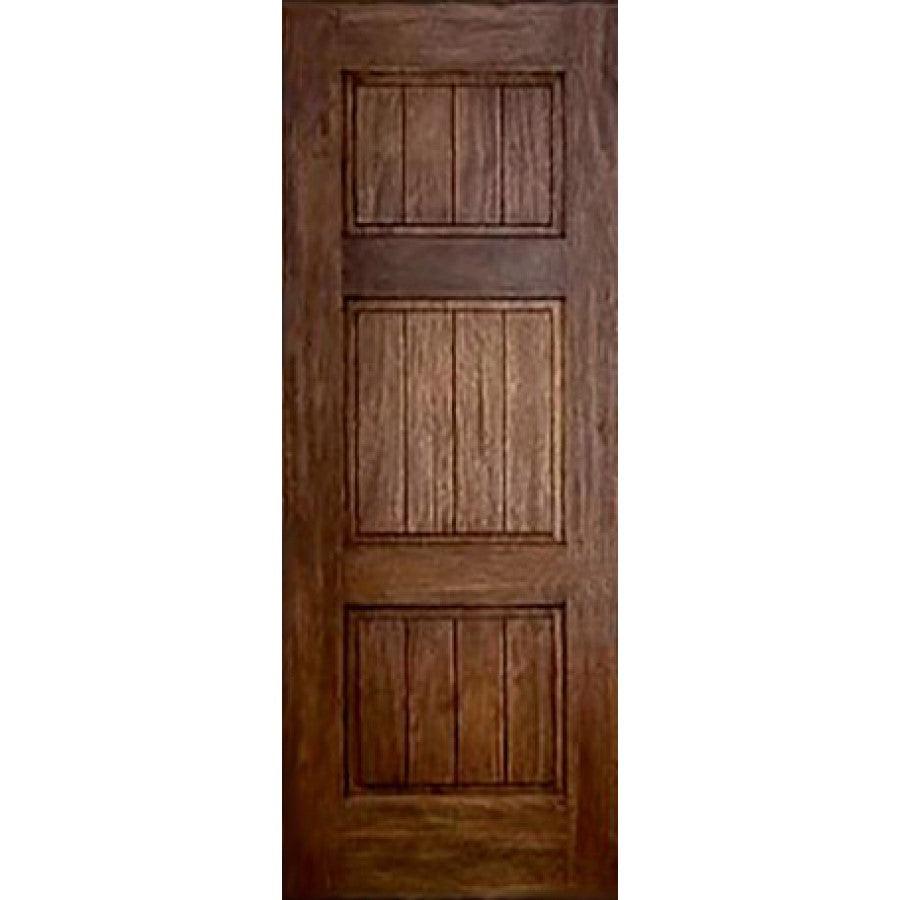 36" Mahogany Entry Door Slab (3 Panel V-Groove) - Pease Doors: The Door Store