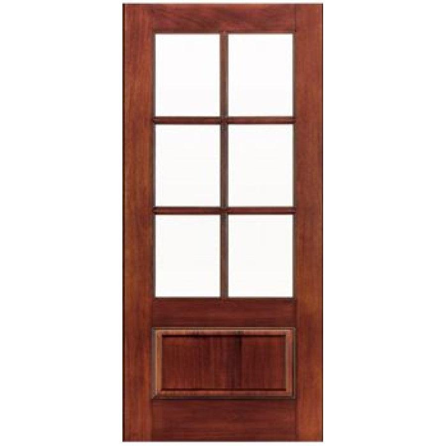 36" Mahogany Entry Door Slab (3/4 Glass 6 Lite) - Pease Doors: The Door Store