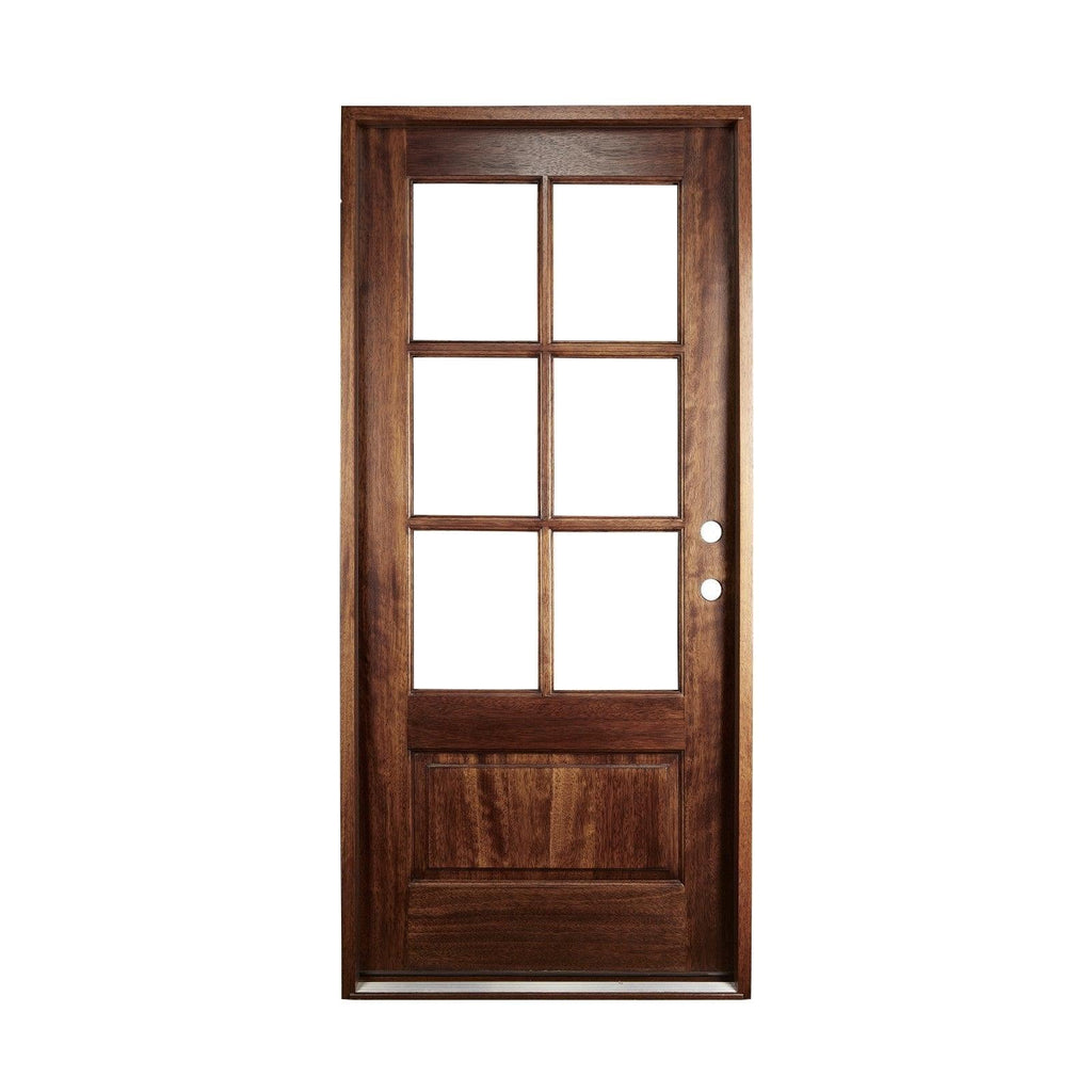 36" Prehung Mahogany Entry Door System (3/4 Glass 6 Lite) - Pease Doors: The Door Store