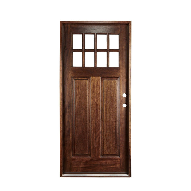 36" Prehung Mahogany Entry Door System (Craftsman 8 Lite) - Pease Doors: The Door Store