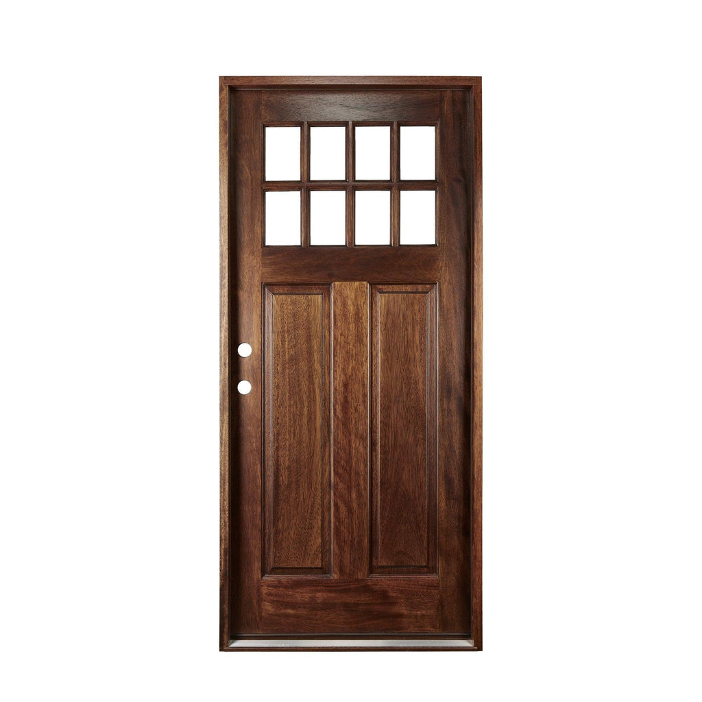 36" Prehung Mahogany Entry Door System (Craftsman 8 Lite) - Pease Doors: The Door Store