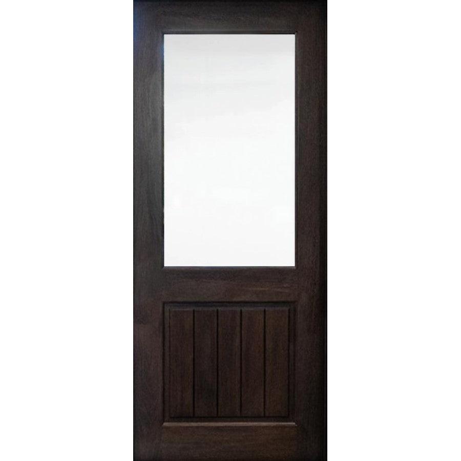 36" Mahogany Entry Door Slab (V-Groove Half Lite Glass) - Pease Doors: The Door Store