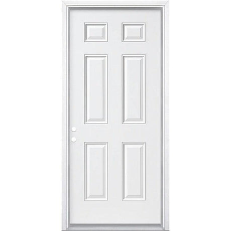 30" x 80" Prehung Smooth Fiberglass Entry Door System (6 Panel) - Pease Doors: The Door Store