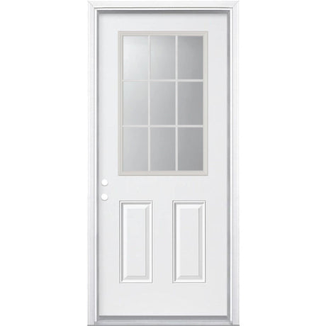 36" Smooth Fiberglass Entry Door & Framing Kit (9 Lite Glass) - Pease Doors: The Door Store