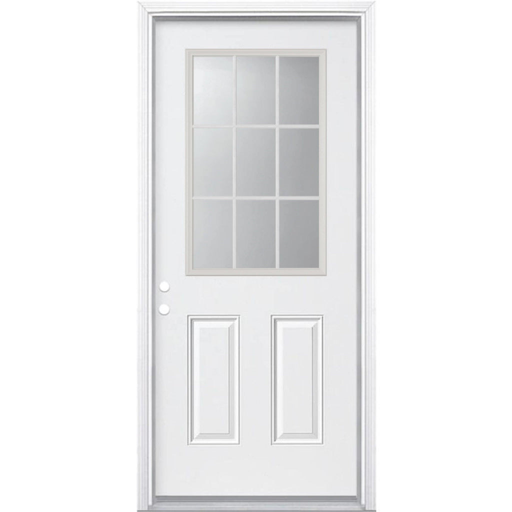 36" Smooth Fiberglass Entry Door & Framing Kit (9 Lite Glass) - Pease Doors: The Door Store