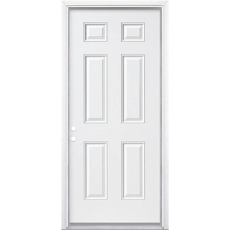 34" x 80" Prehung Smooth Fiberglass Entry Door System (6 Panel) - Pease Doors: The Door Store