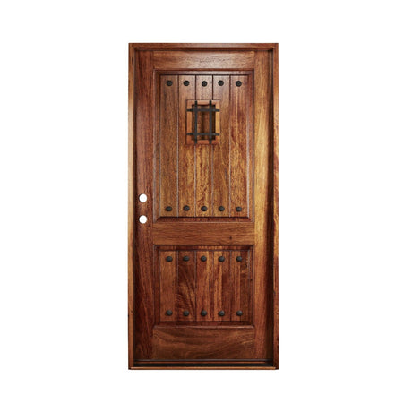 36" Prehung Mahogany Entry Door System (Speakeasy Clavos) - Pease Doors: The Door Store