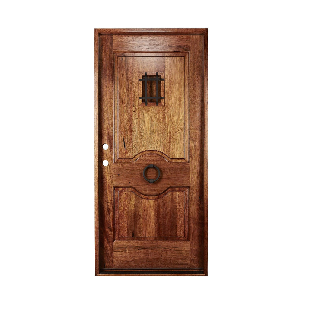 36" Prehung Mahogany Entry Door System (Speakeasy Iron Knocker) - Pease Doors: The Door Store